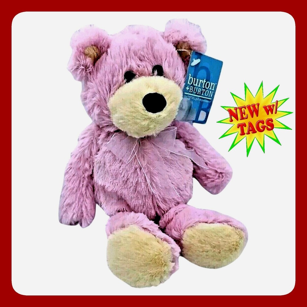 Burton + Pink Plush Teddy Bear Stuffed Animal Gift NWT Unisex Soft Toy